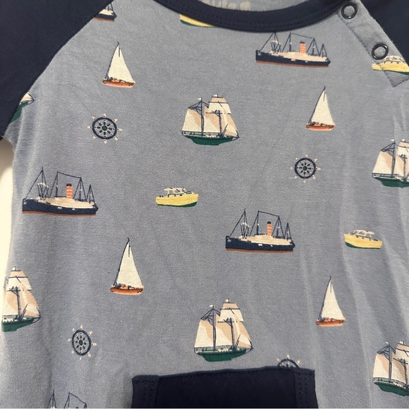 Kyte BABY Blue Nautical One Piece Short all Vintage Boats Size 2T - Picture 5 of 9